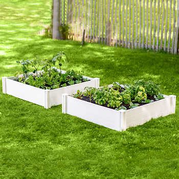 white vinyl raised garden bed